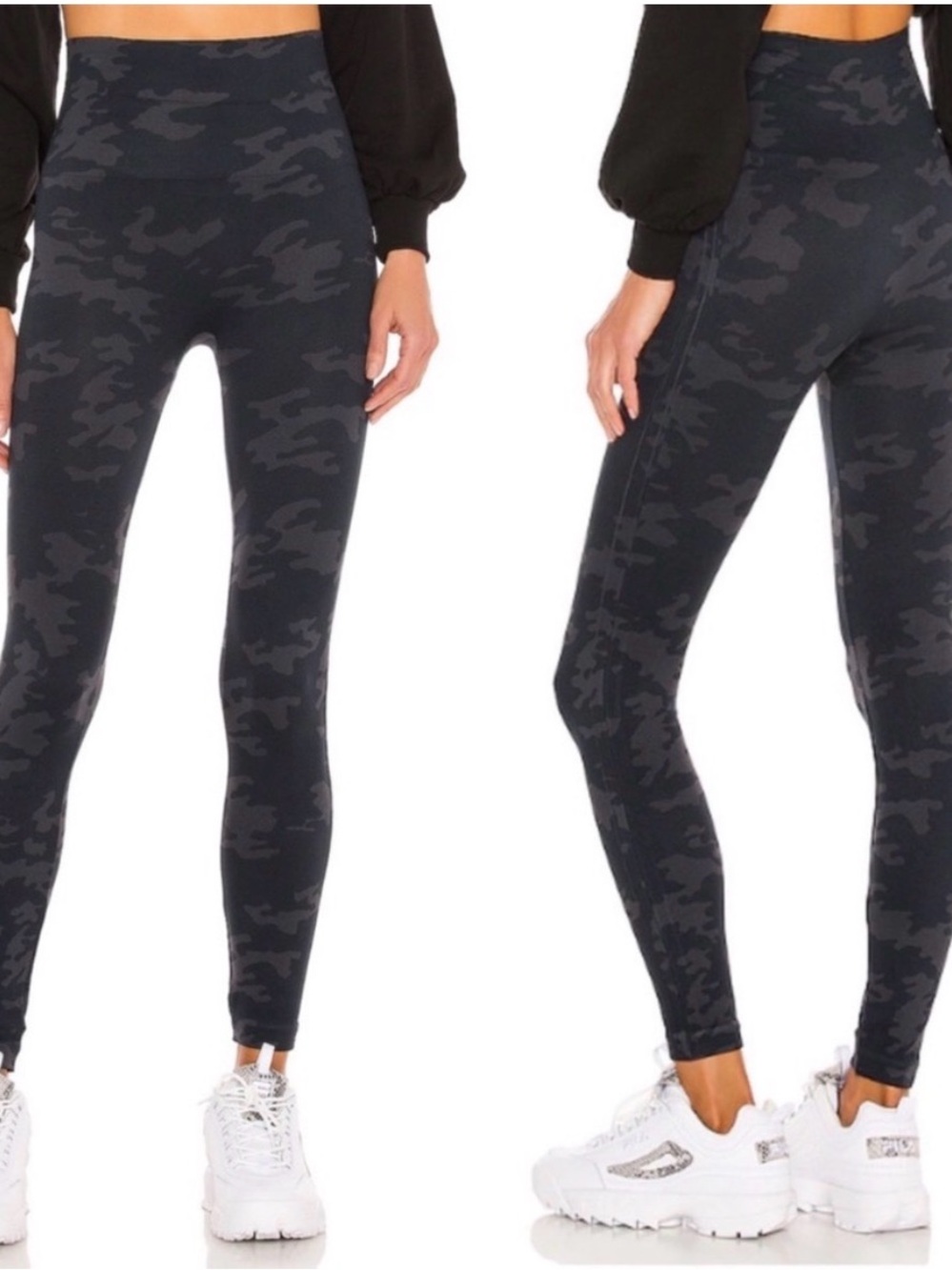 SPANX Look at Me Now Black Camo Leggings Size Large NWOT Shaping